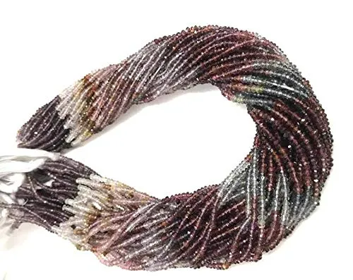 Naturale 1 Strand 3-3,5 mm Multi spinali sfaccettato i branelli di Rondelle | Beads Micro sfaccettati per Fare Gioielli | 13" Strand | Semi preziosa Gemstone Beads | qualità AAA