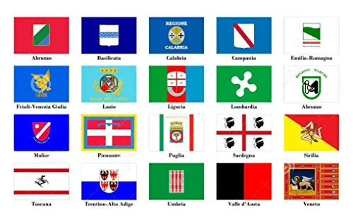 Bandiera Regionale a scelta 150x100 cm in tessuto nautico antivento da 115g/m²,bandiera regionale italiana 150x100 lavabile,bandiera 150x100 con occhielli,cucitura perimetrale e fettuccia di rinforzo
