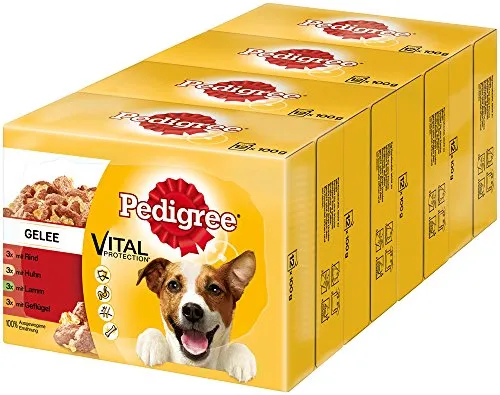 Pedigree Vital Protection, Cibo per cani con carne di manzo, pollo e agnello in gelatina, 48 buste (48 x 100 g)