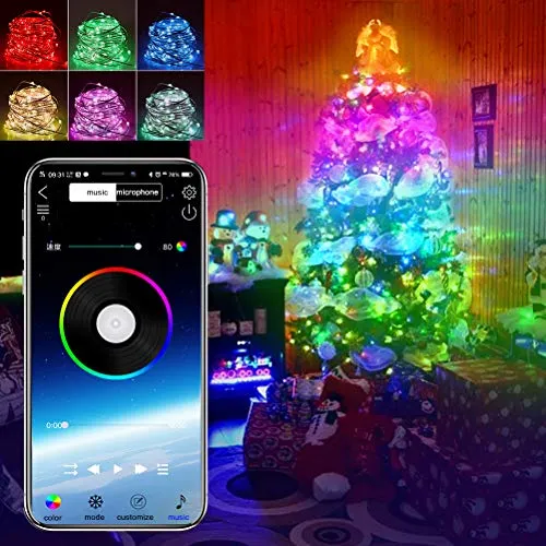 LYF luci albero di natale, luci Natalizie a Strisce LED controllate da App 20m, USB Bluetooth String Light Copper Wire String Light luci Decorative per Alberi di Natale Luci a Strisce
