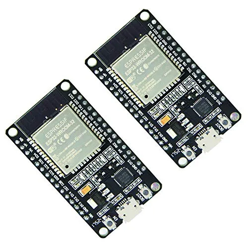 SP-Cow ESP32 Scheda di Sviluppo ESP-WROOM-32 ESP-32 ESP-32S Modulo 2.4GHz WiFi + Bluetooth Dual Mode modulo Antenna con Potenza Ultra Bassa (2 Pack)