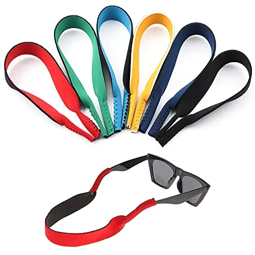 Surplex Confezione da 6 corde in neoprene con elastico per occhiali Cinturino con fibbia per occhiali sportivi e per occhiali da sole, occhiali con cinturino per occhiali da vista Fascia per testate g