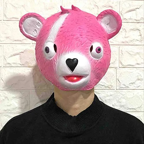 ZFBMY Orso di Halloween Maschera Copricapo Abito Simpatico Copricapo di Animali Divertente Gioco Show Puntelli Maschera di Orso Rosa,Pink Bear Mask