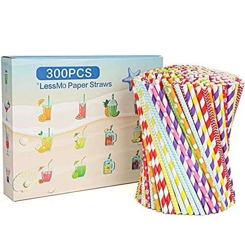 300 PCS Paglie di carta, 300 PCS Cannucce monouso biodegradabili per tutti i giorni, feste, celebrazioni, matrimoni