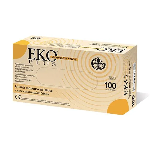 EKO Plus EKOCL7 Guanto Monouso in Puro Lattice di Gomma Naturale, Non Sterile, Misura M, 10x100 Pezzi, Totale 1000 Pezzi