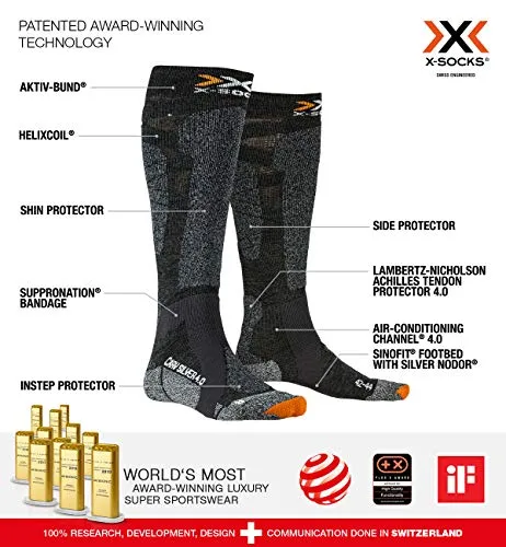 X-Socks Carve Silver 4.0, Calze Invernali Unisex – Adulto, Anthracite Black Melange, XL