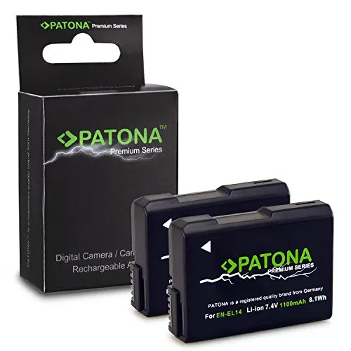 PATONA 2x Premium Batteria EN-EL14, completamente decodificato Compatibile con Nikon P7700, P7800