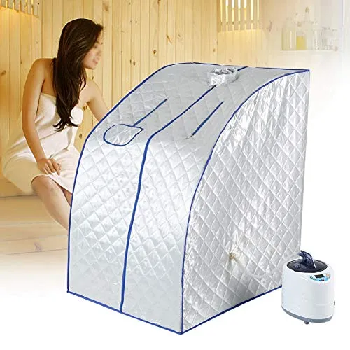 Sauna portatile, cabina per sauna, viso corpo dimagrante, 2L, spa, tenda per sauna a vapore per soggiorno, telecomando temperatura (bianco)