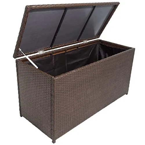 vidaXL Cassapanca Polyrattan Marrone Baule Panca Stoccaggio Giardino Esterni