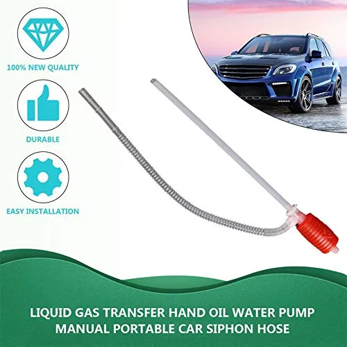 CamKpell Sifone Manuale Portatile per Auto Sifone Liquido Trasferimento a Mano Olio Pompa Acqua Sifone di Emergenza per Ventosa per Auto Moto - Nero