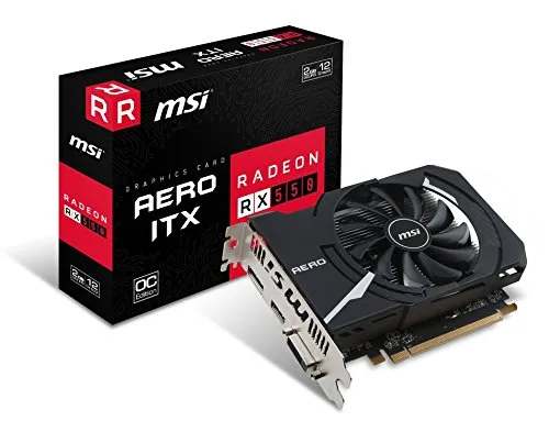 MSI AMD RX 550 Aero ITX 2 G OC 128-bit GDDR5 memoria DisplayPort/HDMI/DL-DVI-D, PCI Express – nero