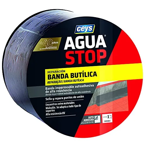 AGUASTOP BANDA IMP. BUTILO GRIS 10CMX10M