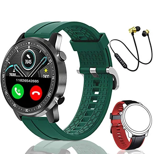 Smartwatch Orologio Intelligente Fitness Tracker Uomo Donna Cardiofrequenzimetro per Monitor da Polso Contapassi Sportivo Activity Tracker Cuffie Bluetooth Sport per iPhone/Xiaomi/Samsung (verde)