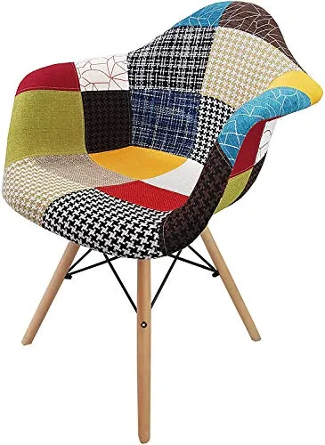 Sedia poltroncina Robusta in Tessuto Patchwork Gambe in faggio (1)