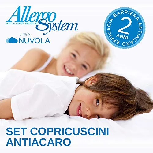 Allergosystem Set 2 Pezzi Copricuscino Antiacaro Nuvola, 100% Polipropilene, 50x80cm