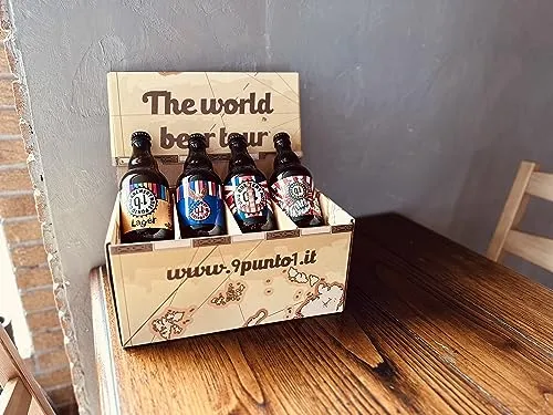 BOX DEGUSTAZIONE GIRO DEL MONDO IN 8 BIRRE - BOX da 8 bottiglie di birra artigianale Italiana da 33 cl FORMATO da 8 differenti stili di birra, 1 bottiglia per ogni stile.