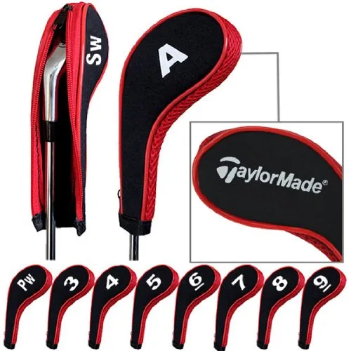 Taylormade golf stampa numero copri mazza ferri con cerniera lungo collo 10pcs/set nero/rosso MT/TL03