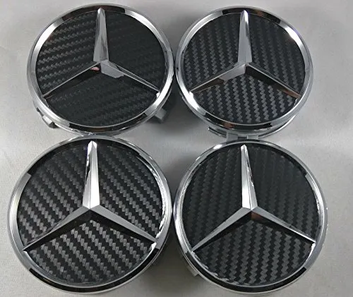 4 coprimozzi neri a incastro con centro in rilievo per cerchi in lega Mercedes AMG