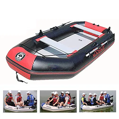 Lhlbgdz Barca a Remi Gonfiabile PVC Kayak Tender Hovercraft Pesca Canoa Zattera alla deriva Barca a Vela Surf Nave a Vela,Nero,260 * 128CM