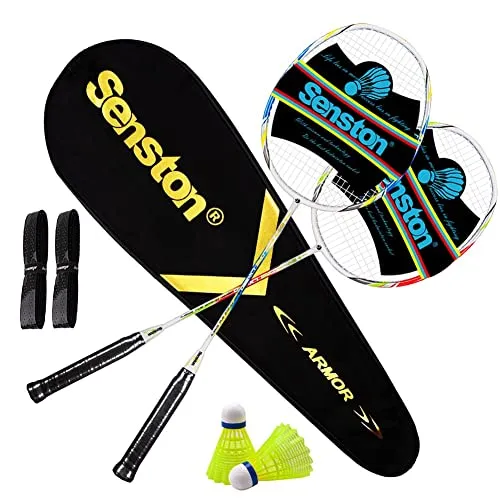 Senston Set di 2 Racchette per Badminton, con Carry Case Borsa per Racchette,Grafite Racchetta di Volano,Set Racchetta da Badminton