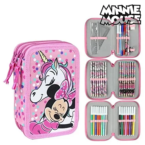 CERDÁ LIFE'S LITTLE MOMENTS - Estuche Escolar 3 Compartimentos Niña de Minnie Mouse - Licencia Oficial Disney