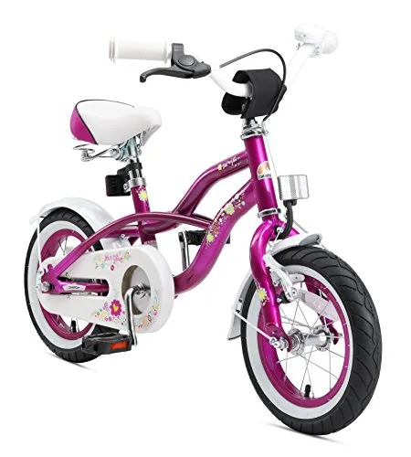 BIKESTAR Bicicletta Bambini 3-5 Anni Bici Bambino Bambina 12 Pollici Freno a Pattino e Freno a retropedale 12“ Cruiser Edition Viola