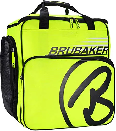 Brubaker Super Champion Borsa Porta Scarponi da Sci Borsa da Casco con portascarpe - Giallo Neon/Nero