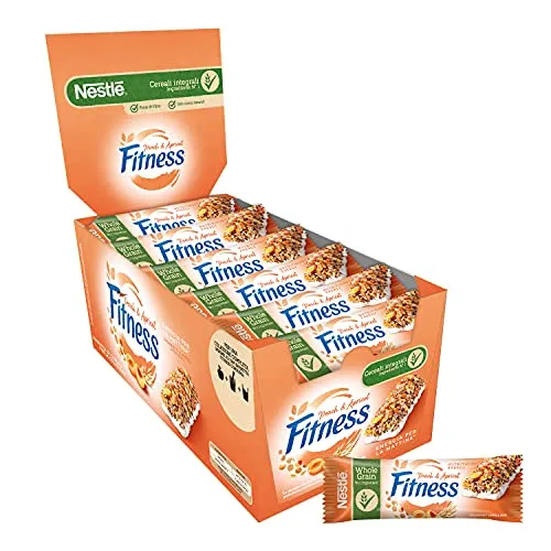 FITNESS FRUTTI GIALLI Barretta di Cereali con Frumento Integrale, Albicocche e Pesche 24 Pezzi