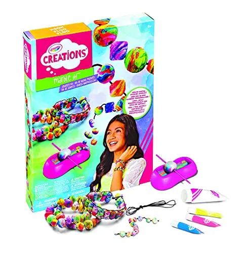 CRAYOLA Creations, Set Crea i tuoi Gioielli effetto Marmorizzato, Colori Fluo, Attività Creativa e Regalo per Bambine, Età 8+, 04-6859