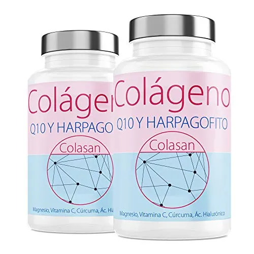 Collagene Con Magnesio | Vitamina C | Acido ialuronico + Q10 | Curcuma | Hárpago | Vitamina D3 (180 COMP)