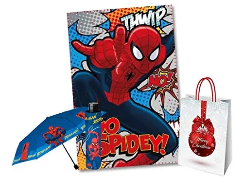 CHANCE IRPot - Set Mini Ombrello + Plaid + Busta Regalo (Spiderman 65225 + 75379)