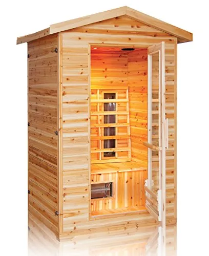 Trade-Line Partner - Cabina a infrarossi/cabina termica/sauna angolare per 3 persone, per esterni