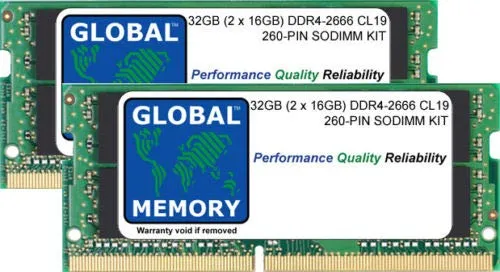 32GB (2 x 16GB) DDR4 2666MHz PC4-21300 260-PIN SODIMM MEMORIA RAM KIT PER 27 POLLICI RETINA 5K IMAC (2019)