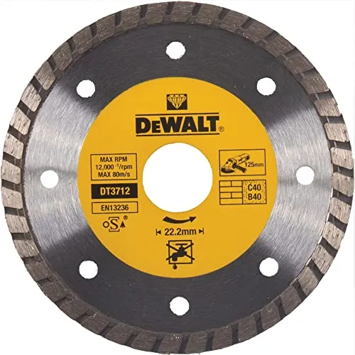 DEWALT DT3712-QZ dischi sinterizzati turbo a corona continua scanalata: materiali da costruzione. - 125 x 22.2 x 7 mm