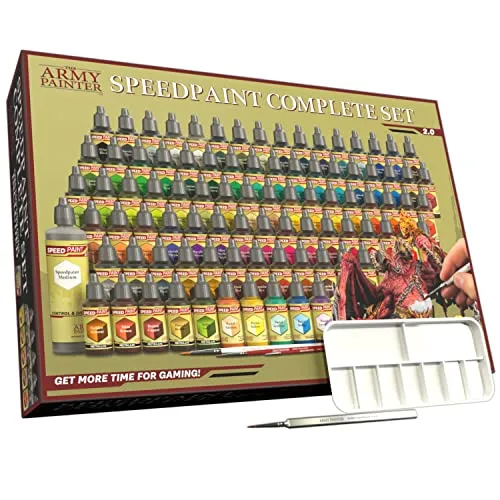 The Army Painter Speedpaint Complete Set 2.0 Combo, Completo 90 Bottiglie Colori Acrilici 18 Ml, Incluse 4 Pennelli Per Dipingere Essenziali, 1 Tavolozza Di Pittura Warhammer 40k E Dungeons & Dragons