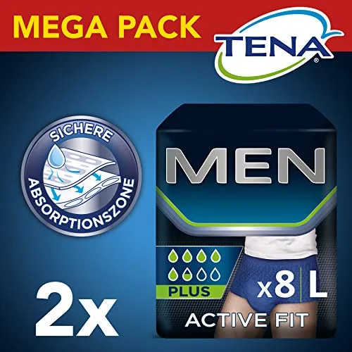 Tena - Mutande assorbenti da uomo Active Fit Plus, taglia M, per incontinenza, pacco convenienza, 4 confezioni da 9 mutande