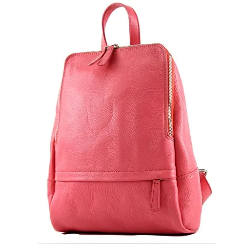 modamoda de - ital. Zaino in pelle Zaino donna Zaino Borsa Citybag in pelle T138, Colore:gomma da masticare