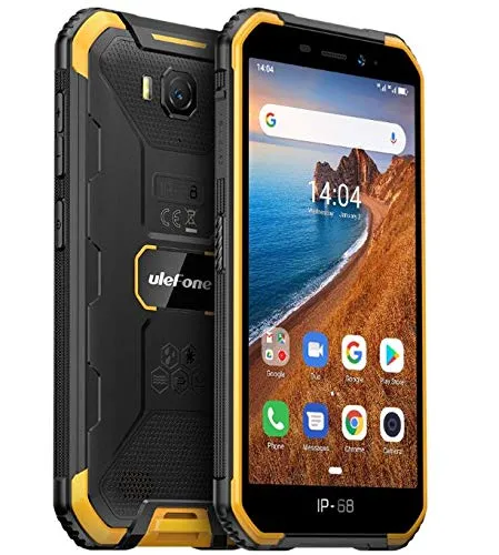 Ulefone ARMOR X6 Rugged Smartphone Economico, Telefono Antiurto IP68 Android 9.0, Dual SIM, Quad-core 2GB + 16GB, Fotocamera 8MP + 5MP, Batteria 4000mAh, 5’’ Schermo HD, Sblocco Viso GPS Arancia