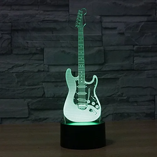 3D Modello di chitarra Night Light per bambini LED 7 colori Illusion Touch Lampada da tavolo with Remote Control for Decorazioni casa regali bambini