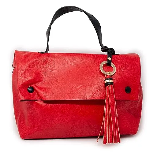 Emila Borsa donna rossa a mano con tracolla da lavoro ufficio tipo bag messenger postina grande capiente porta documenti shopping shopper ecopelle autunno inverno 2023 2024 Rosso