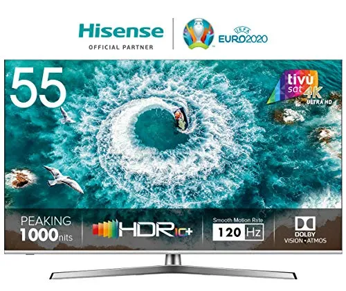 HISENSE H55U8BE Smart TV ULED Ultra HD 4K 55", Dolby Vision HDR 1000, Dolby Atmos, Unibody Design, Ultra Dimming, Tuner DVB-T2/S2 HEVC Main10 [Esclusiva Amazon - 2019]