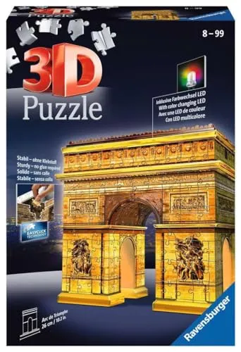 Ravensburger Italy-135967 Arco di Trionfo Puzzle, 3D Building, Night Edition, Colore meerkleurig, 12522