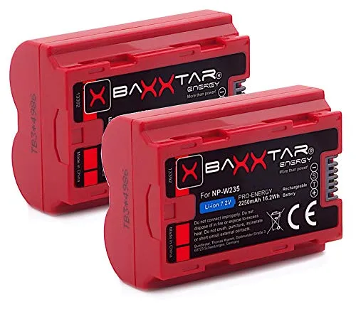 Baxxtar Pro - (2x) sostituzione della batteria Fujifilm NP-W235 (2250mAh) compatible con Fujifilm X-T4