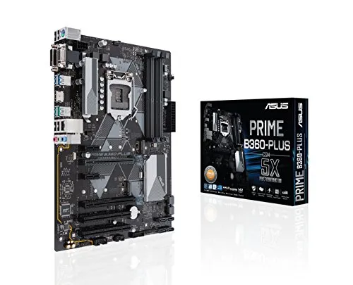 Asus PRIME B360-PLUS/CSM Scheda Madre Intel LGA-1151 ATX con Illuminazione LED, DDR4 2666 MHz, Dual M.2, Intel Optane Memory Ready, HDMI, SATA 6 Gbps e USB 3.1 Gen 2, Nero