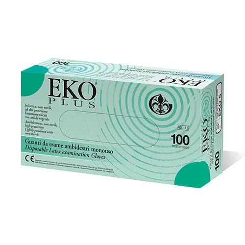 EKO Plus EKO9 Guanto Monouso in Puro Lattice di Gomma Naturale, Non Sterile, Misura XL, 10x100 Pezzi, Totale 1000 Pezzi