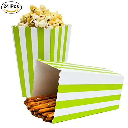 Scatole di Popcorn, Ouinne 24PCS Scatole Popcorn Sorpresa Modello di Banda Decorativi per il Partito per i Favori del Partito di Film (Verde)