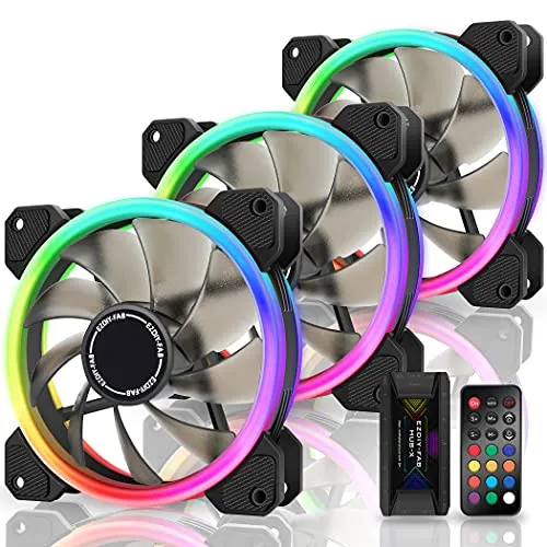 EZDIY-FAB RGB Ventole Case,Dual Ring 120mm Ventola PC RGB,5V Scheda Madre SYNC,Computer Fan con Fan Hub X e Telecomando-3 Pack