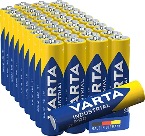 VARTA Pile AAA, confezione da 40, Industrial Pro, Batterie Alcaline, 1,5V, pacco di stoccaggio in imballaggio ecologico, Made in Germany [Esclusivo su Amazon]