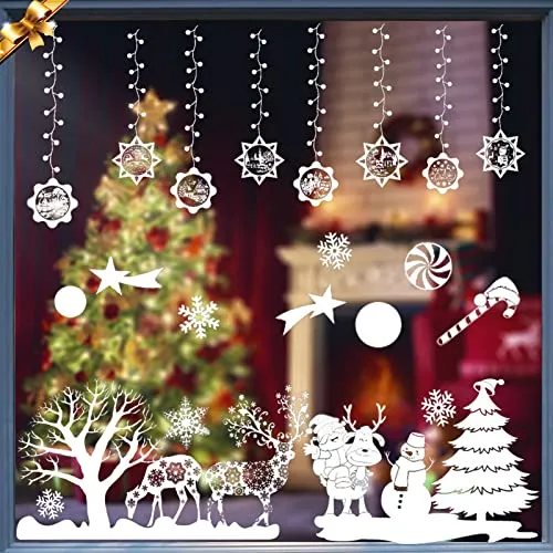 Adesivi Natalizi per Finestre, Natale Finestre Adesivo Vetrofanie Natale per Finestre Rimovibile Natale Vetrofanie Adesivi Statico Natale Vetrofanie, per Natale Partito Casa Decor (A38)