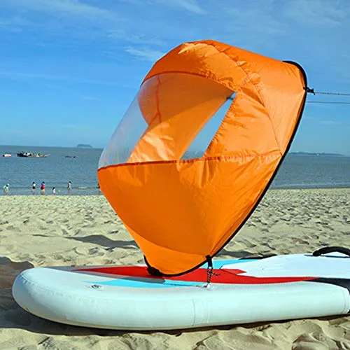 Vela pieghevole per kayak, 42 pollici, con finestra trasparente a remi, resistente e con borsa per kayak/canoe/barche gonfiabili